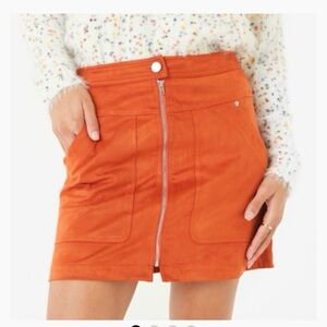 Paper Crane Orange Mini Skirt with Zipper